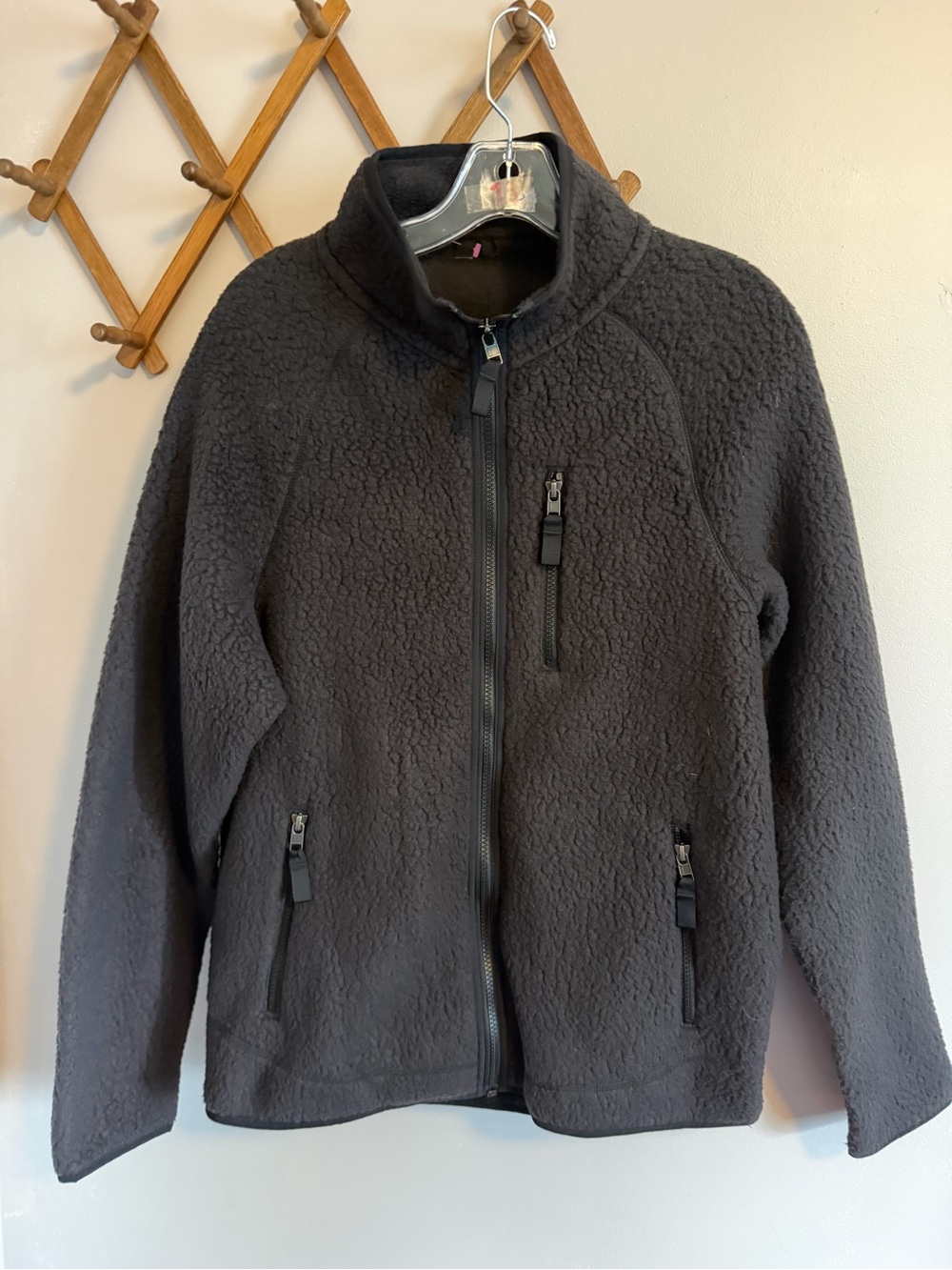 Patagonia Retro Pile Fleece Jacket Black Full Zip Mens medium